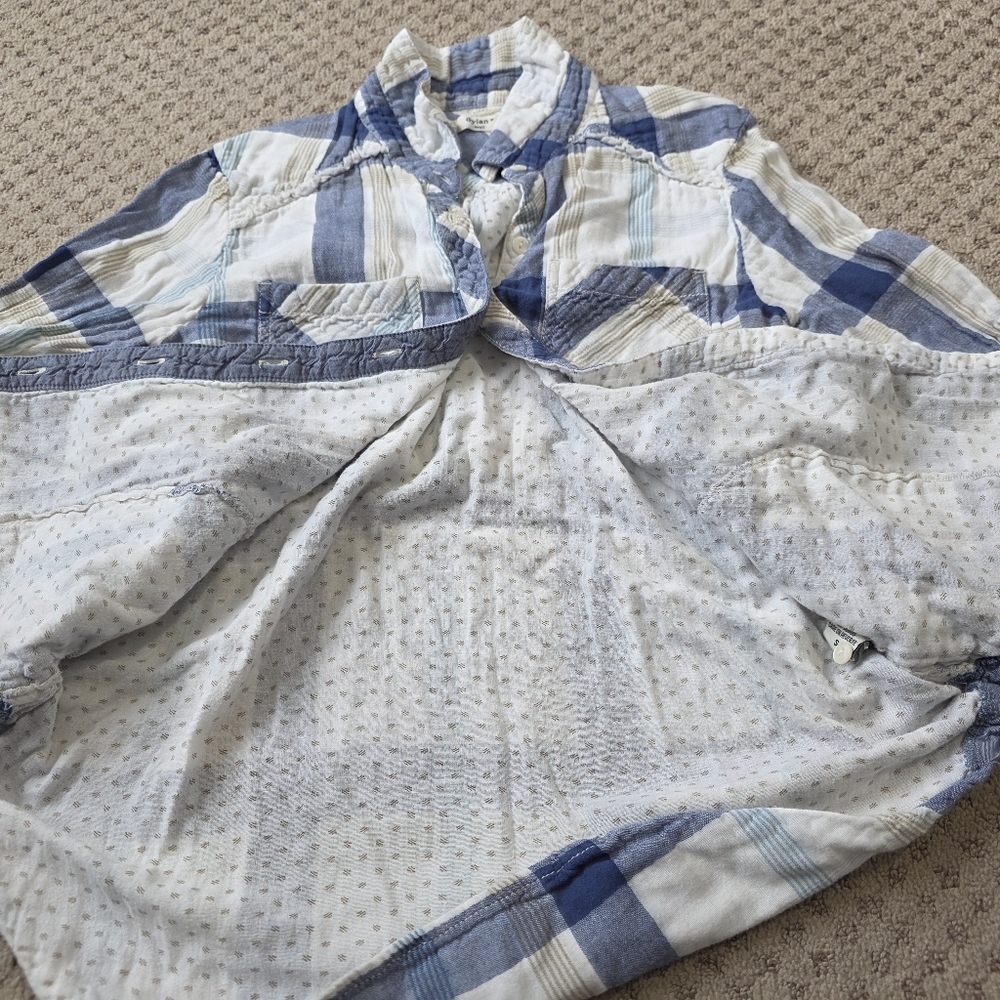 Dylan Blue and White Plaid Button-Up Shirt, Size Small - Picture 6 of 8